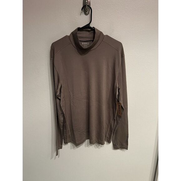 NOBULL Men's Blended Merino Wool Mock Neck Long Sleeve Shirt Brown XL NWT - Picture 1 of 5